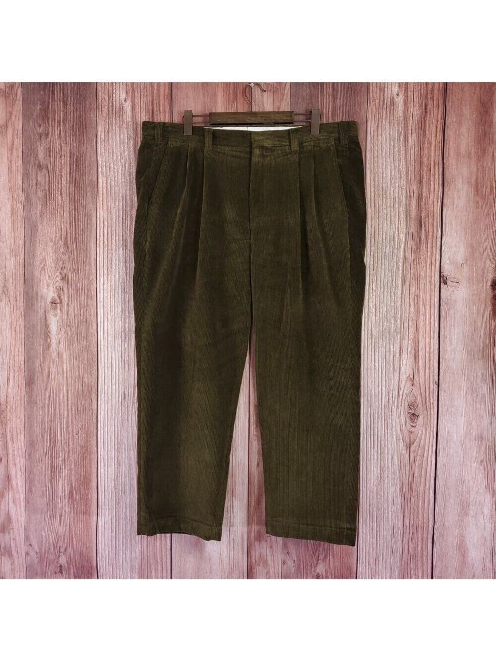 *READ* Orvis Corduroy Pants Mens 42(40) Pleated Trousers Brisbane Moss Wide Wale